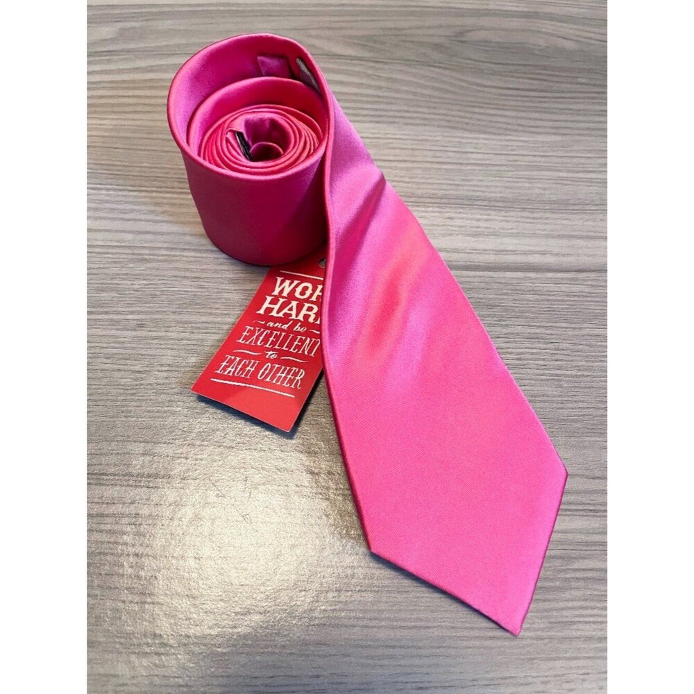 Elite by Brent Morgan Men's Hot Pink Satin Silk Neck Tie | Bright Fuchsia Formal